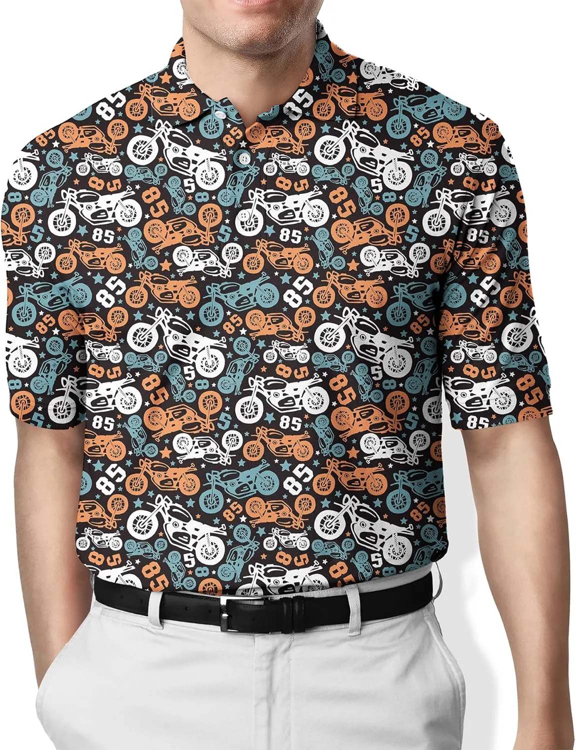 Funny Men's Golf Polo Shirts Mens Novelty Short Sleeve Polo Shirts Moisture Wicking Quick Dry Golf Shirts
