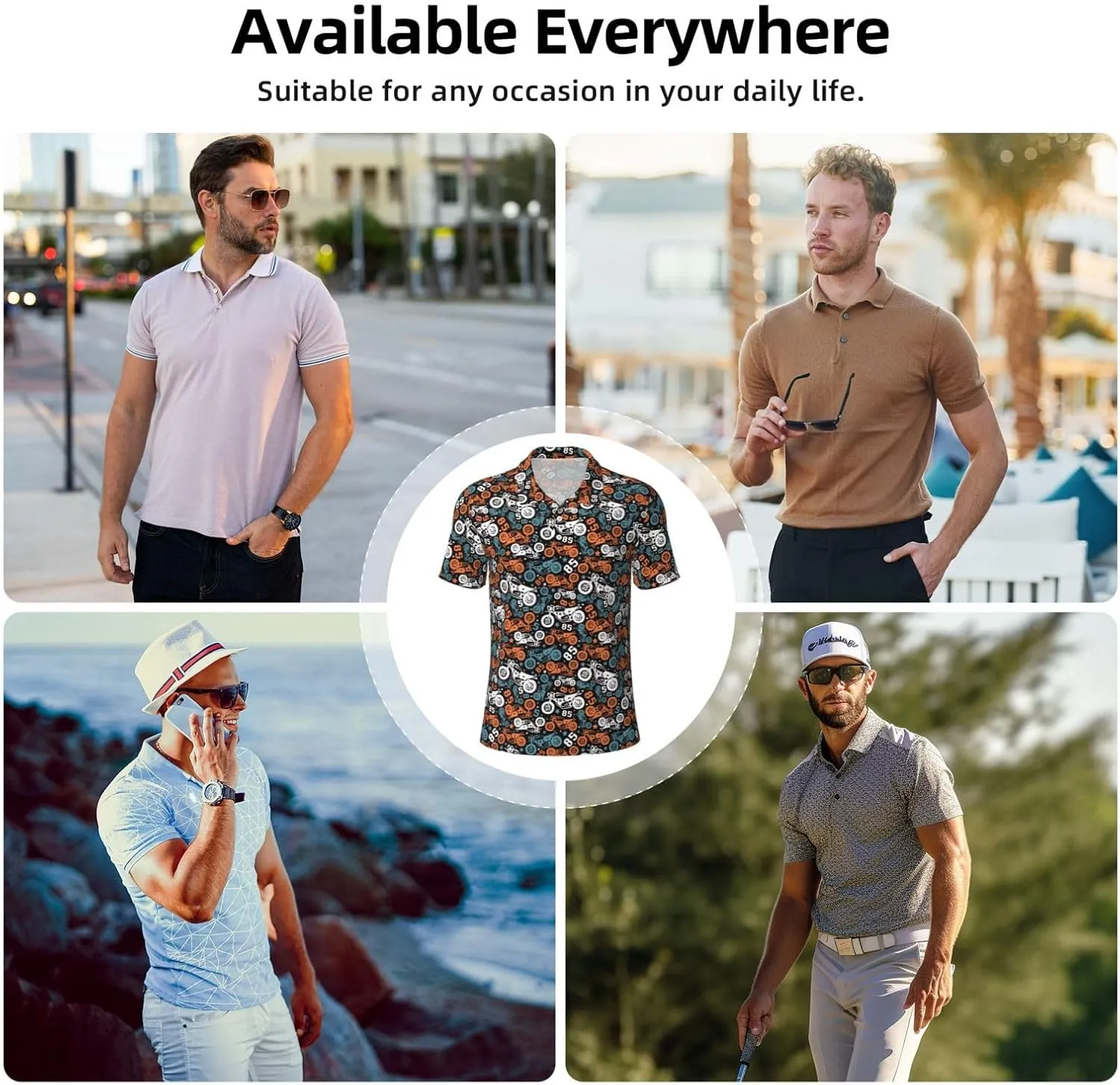 Funny Men's Golf Polo Shirts Mens Novelty Short Sleeve Polo Shirts Moisture Wicking Quick Dry Golf Shirts