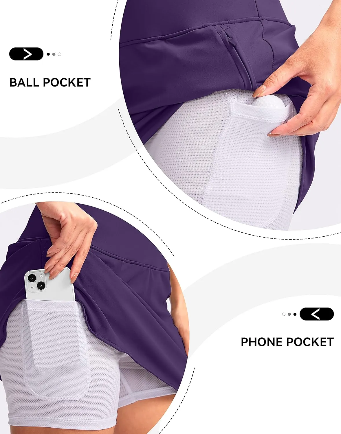 G Gradual Golf Skirts for Women Zipper Pockets High Waisted Skorts for Woman Tennis Athletic Workout Casual Summer
