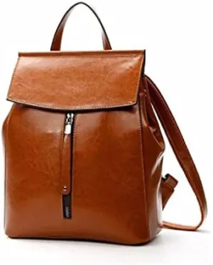 Genuine Leather Women Vintage Backpack Female Shoulder Bag Ladies Back Pack Travel Bags (As Shown One Size)