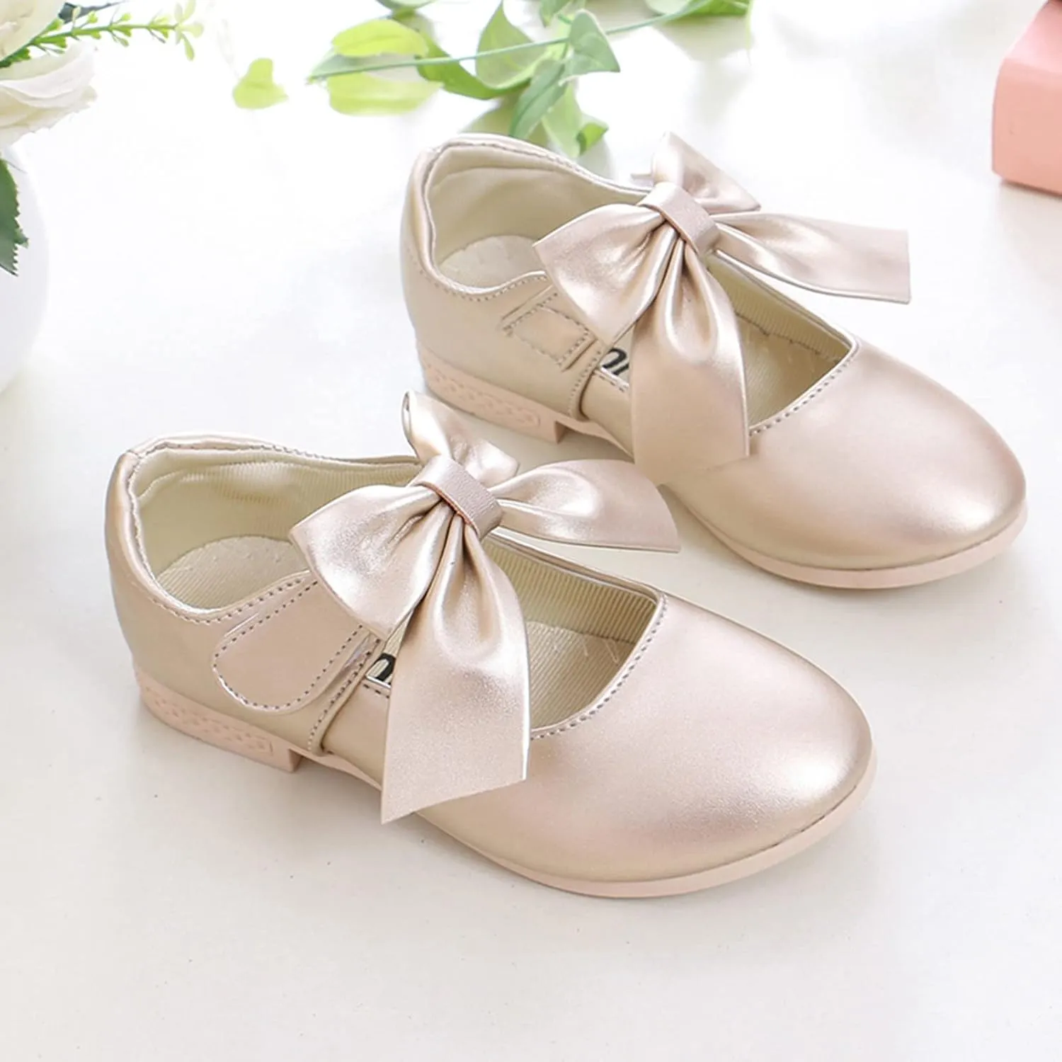 Girls Ballet Shoes Flower Mary Jane Flat with Bow Dress Shoes Part Wedding Communio Shoes for Kids Toddler