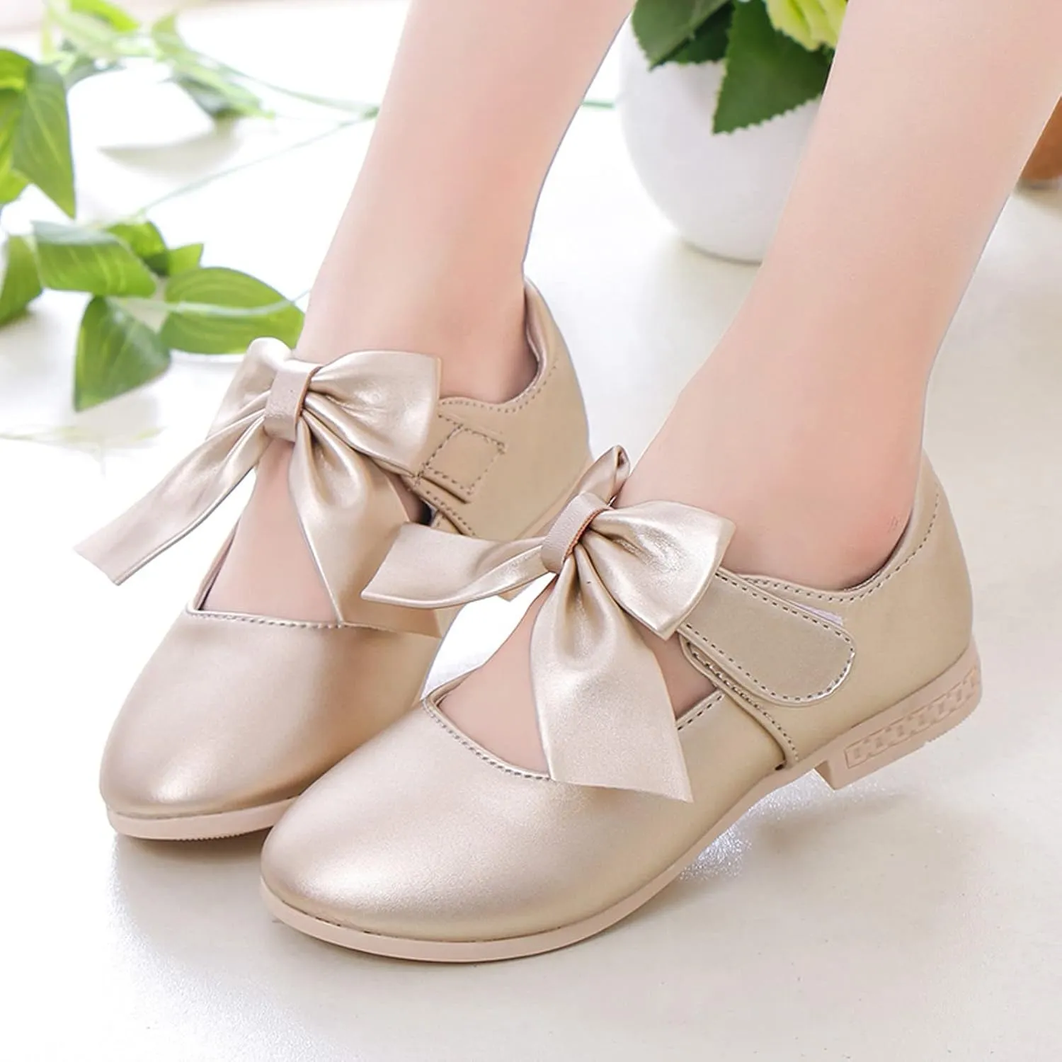 Girls Ballet Shoes Flower Mary Jane Flat with Bow Dress Shoes Part Wedding Communio Shoes for Kids Toddler