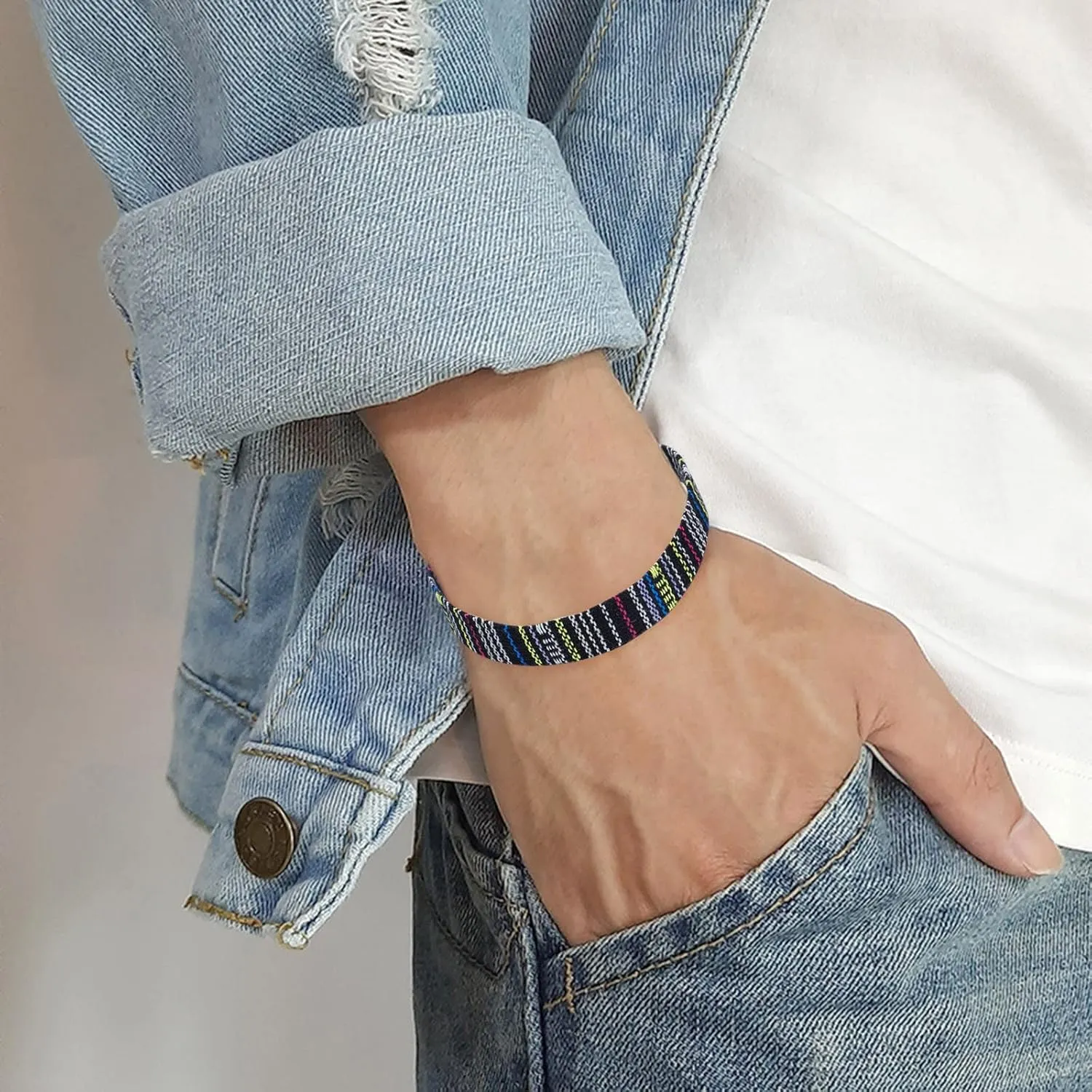 Girls' Charm- Bangle Bracelets 1PC Color Rope Woven Bracelet Adjustable Boho Surfer Bracelet For Men Women Thin String Rope Handmade Beach Bracelet Colorful Bracelet Link Chain Armband For Women