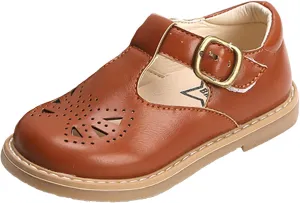 Girls?? Cute T-Strap Buckle Oxfords Shoes Princess Dress Mary Jane Flats Brown Size 11.5M