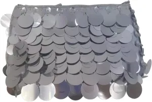 Glitter Bling Purses for Women Fish Scale Shoulder Purse Clutch Handbag with Crossbody Chain for Wedding Party Daily Silver