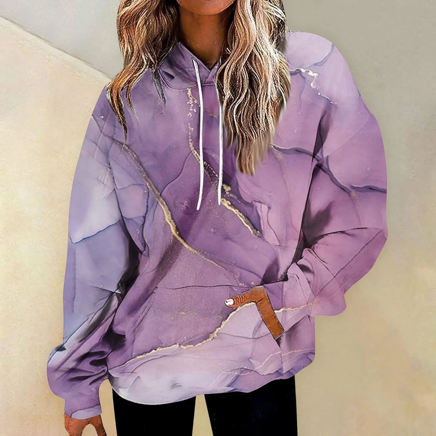 GOFULY Women'S Fashion Hoodies & Sweatshirts Long Sleeve Drawstring Sweatshirts Tie Dye Fall Pullover Winter Sweatshirts