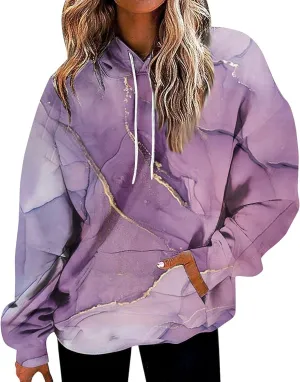 GOFULY Women'S Fashion Hoodies & Sweatshirts Long Sleeve Drawstring Sweatshirts Tie Dye Fall Pullover Winter Sweatshirts