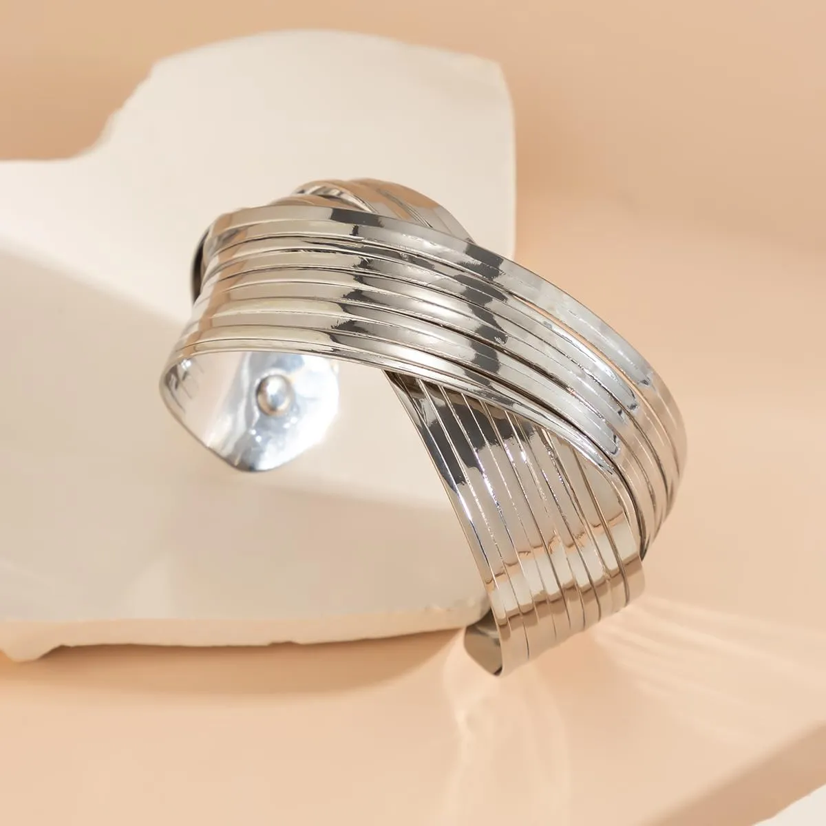 Gold Chunky Cuff Bangle Bracelet for Women Boho Adjustable Silver Irregular Open Wide Bracelet Minimalist Twist Statement Bangle Set Jewelry for Punk Party