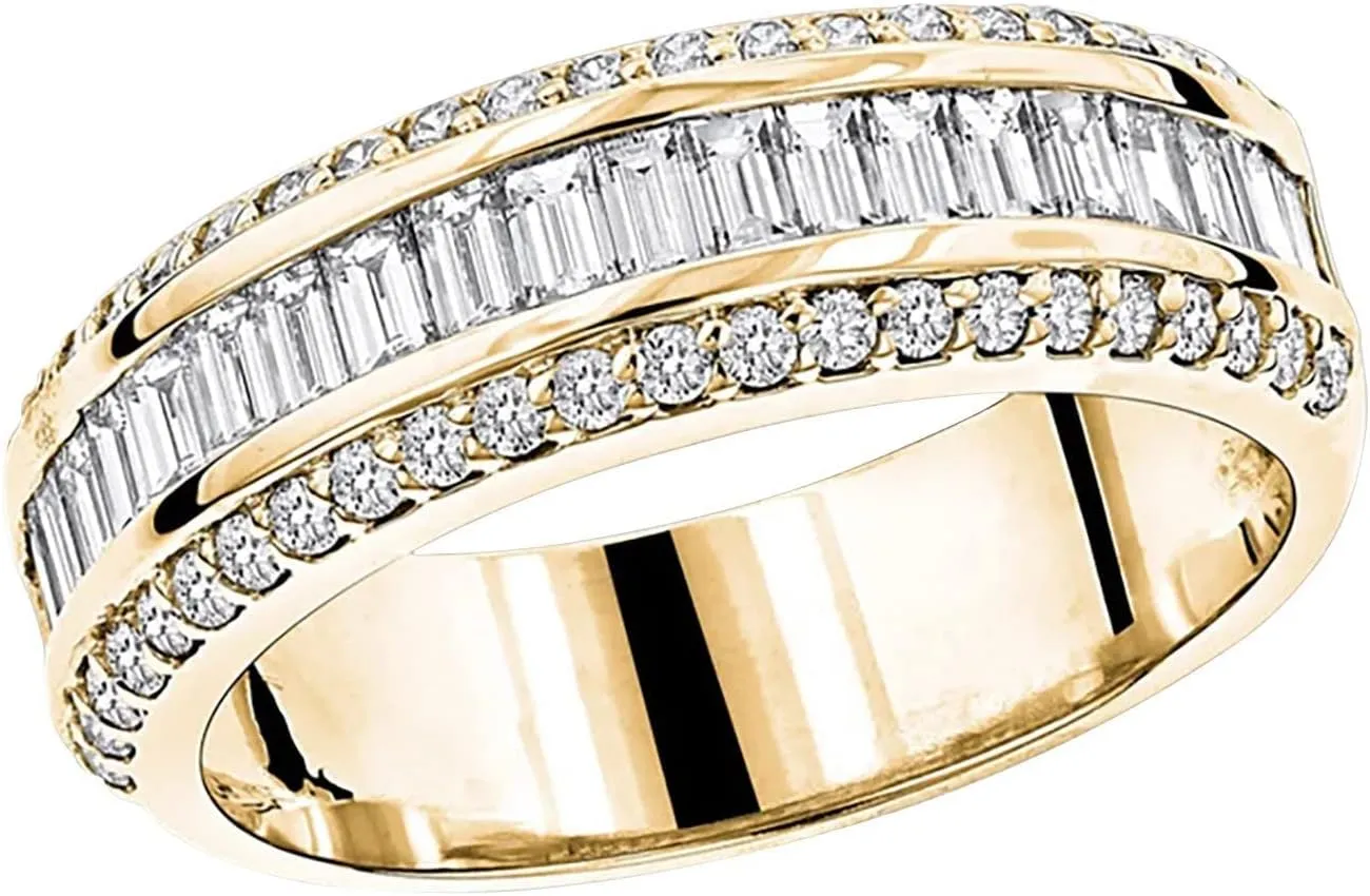 Gold Plated Cubic Zirconia Channel Set Anniversary Wedding Band Ring for Women Fashion Jewelry for Women Girl