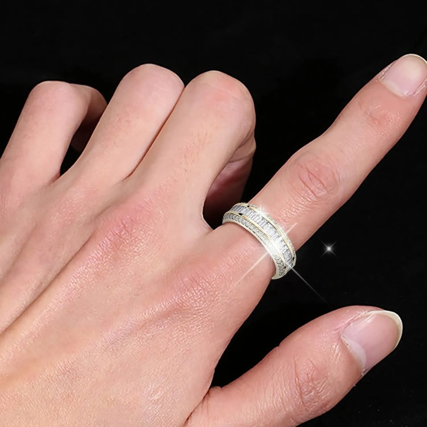 Gold Plated Cubic Zirconia Channel Set Anniversary Wedding Band Ring for Women Fashion Jewelry for Women Girl