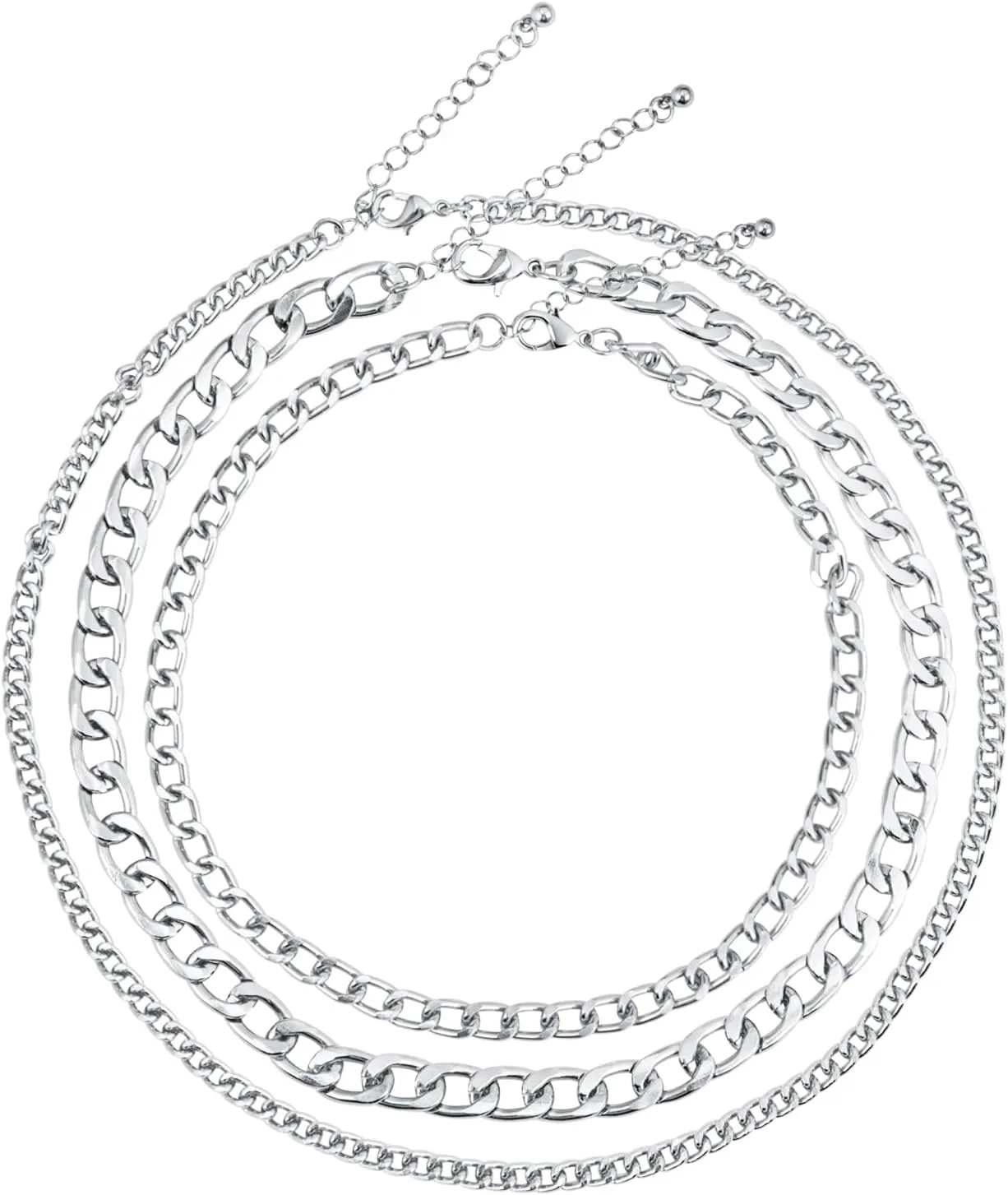Gold Plated Layered Link Chain Choker Necklaces White Gold Multilayer Separated Chunky Cuban Link Necklaces Layered Thick Dainty Link Necklaces Punk Hip Hop Festival Jewelry for Women Ladies