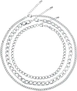 Gold Plated Layered Link Chain Choker Necklaces White Gold Multilayer Separated Chunky Cuban Link Necklaces Layered Thick Dainty Link Necklaces Punk Hip Hop Festival Jewelry for Women Ladies