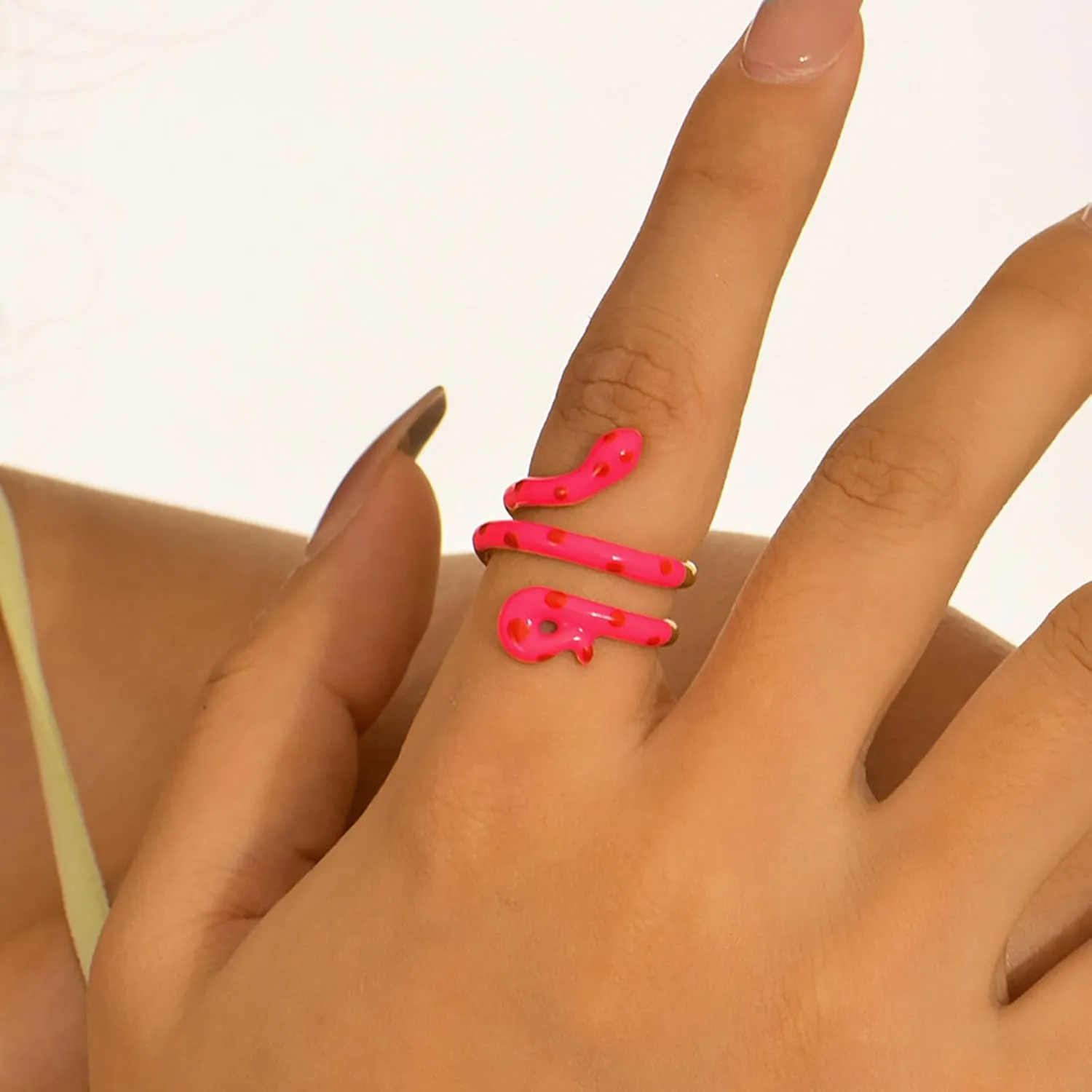 Gothic Snake Rings Snake Finger Rings Open Snake Adjustable Rings Vintage Serpent Knuckle Rings White Snake Wrap Rings Statement Animal Serpent Rings