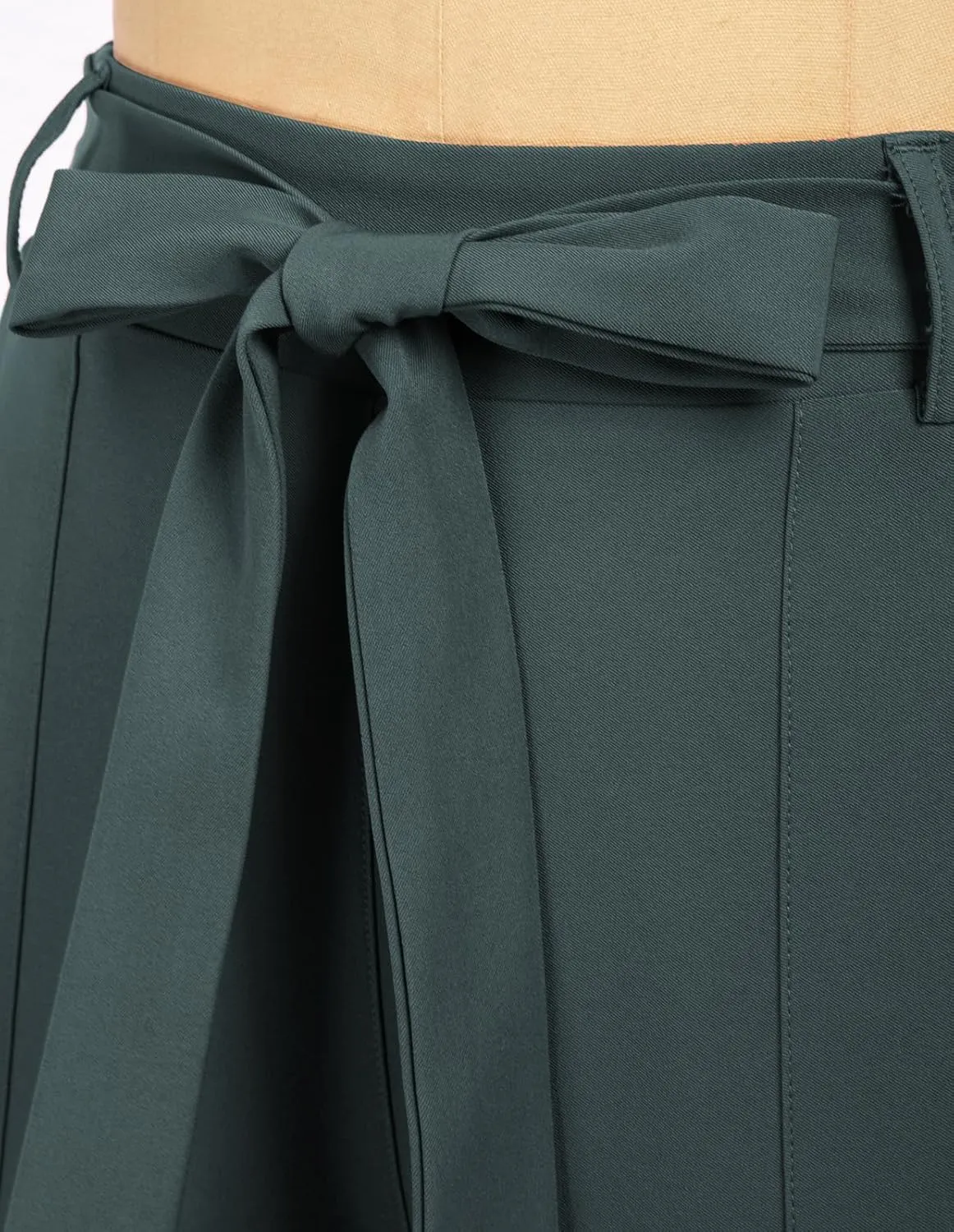 GRACE KARIN Women High Waist Pants with Belt Fold-up Leg Opening Pants with Big Pockets