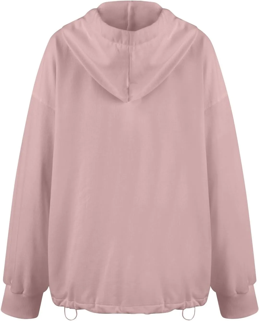Half Zip Pullover Women Casual Long Sleeve Lapel Hooded Sweatshirt Cute Hoodies with Adjustable Drawstring Bottom