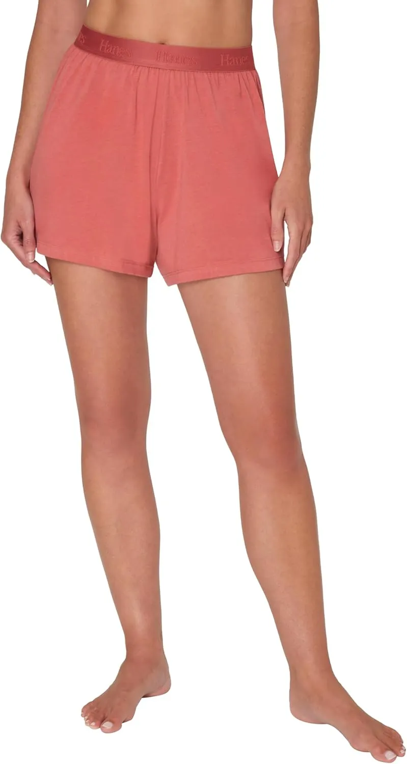 Hanes Women's Originals Sleep, 2-Pack, Comfywear Supersoft Lounge Shorts Pack, 3.25"