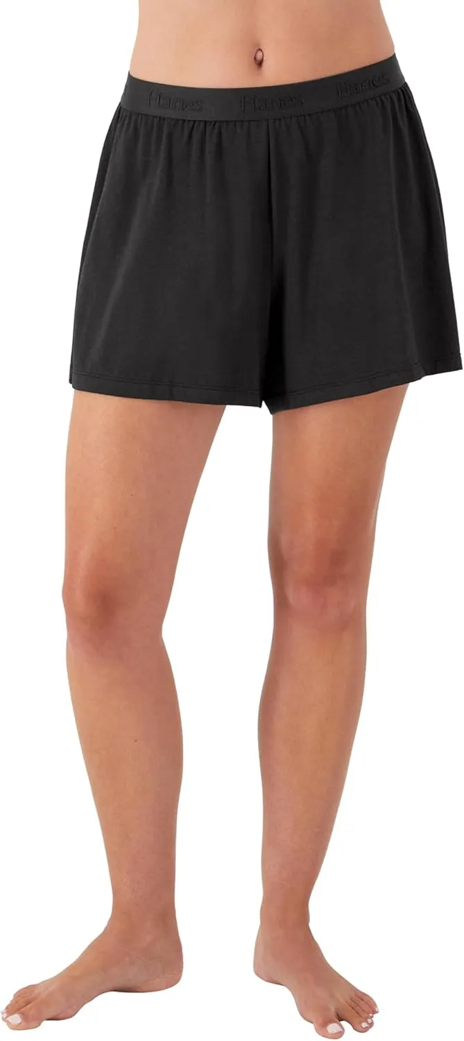 Hanes Women's Originals Sleep, 2-Pack, Comfywear Supersoft Lounge Shorts Pack, 3.25"