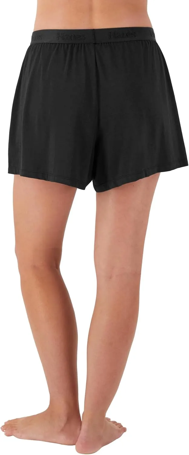 Hanes Women's Originals Sleep, 2-Pack, Comfywear Supersoft Lounge Shorts Pack, 3.25"