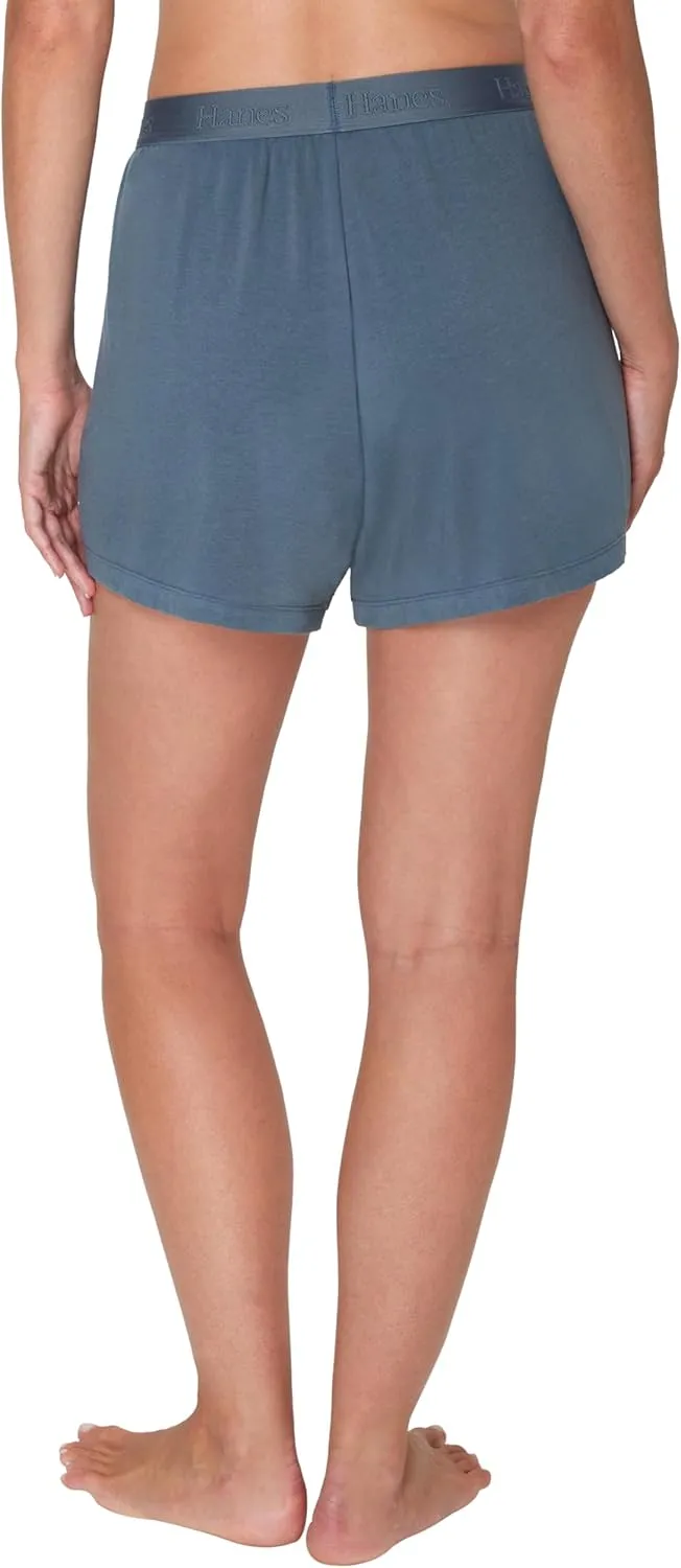 Hanes Women's Originals Sleep, 2-Pack, Comfywear Supersoft Lounge Shorts Pack, 3.25"