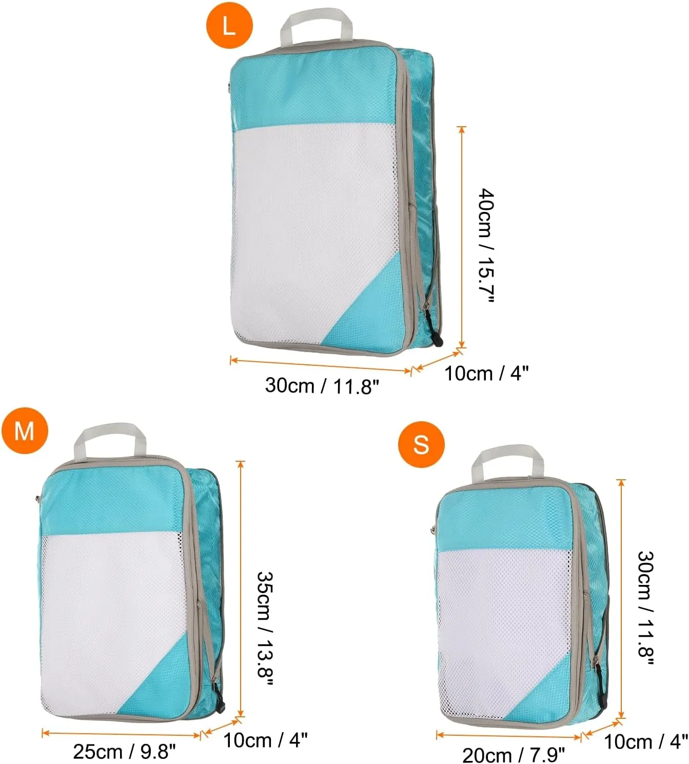 HARFINGTON 3pcs Compression Packing Cube for Suitcases Lightweight Luggage Organizers Bag Travel Essentials Compression Bags for Carry on Suitcases, Sky Blue