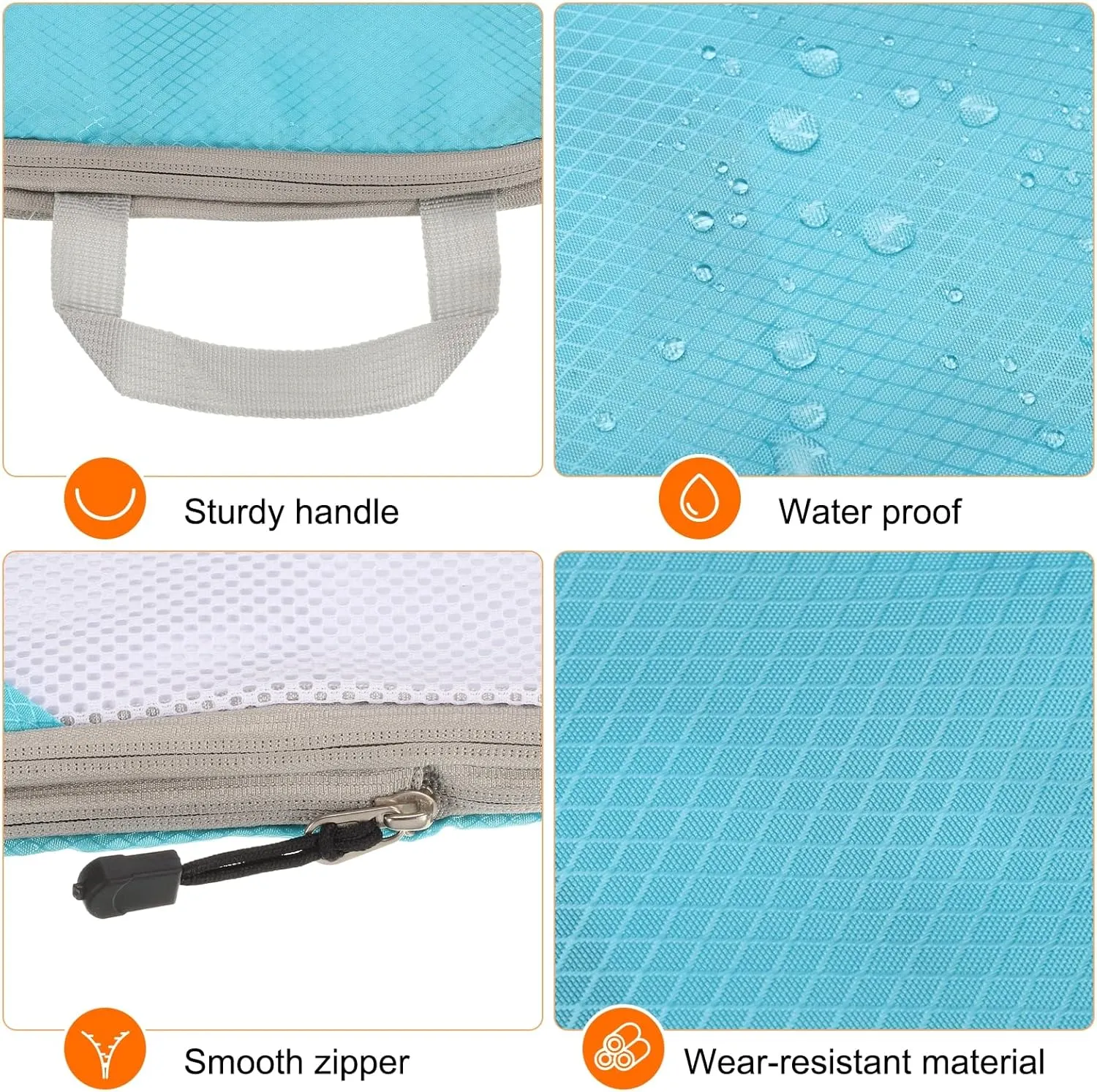 HARFINGTON 3pcs Compression Packing Cube for Suitcases Lightweight Luggage Organizers Bag Travel Essentials Compression Bags for Carry on Suitcases, Sky Blue
