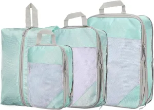 HARFINGTON 4pcs Compression Packing Cube for Suitcases Lightweight Luggage Organizers Bag Expandable Storage Travel Essentials Compression Bags for Suitcases, Blue
