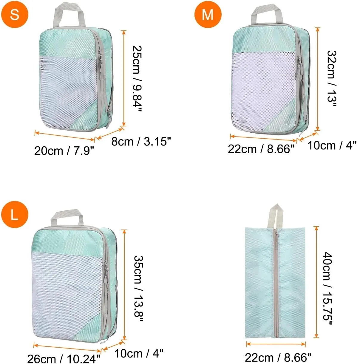 HARFINGTON 4pcs Compression Packing Cube for Suitcases Lightweight Luggage Organizers Bag Expandable Storage Travel Essentials Compression Bags for Suitcases, Blue