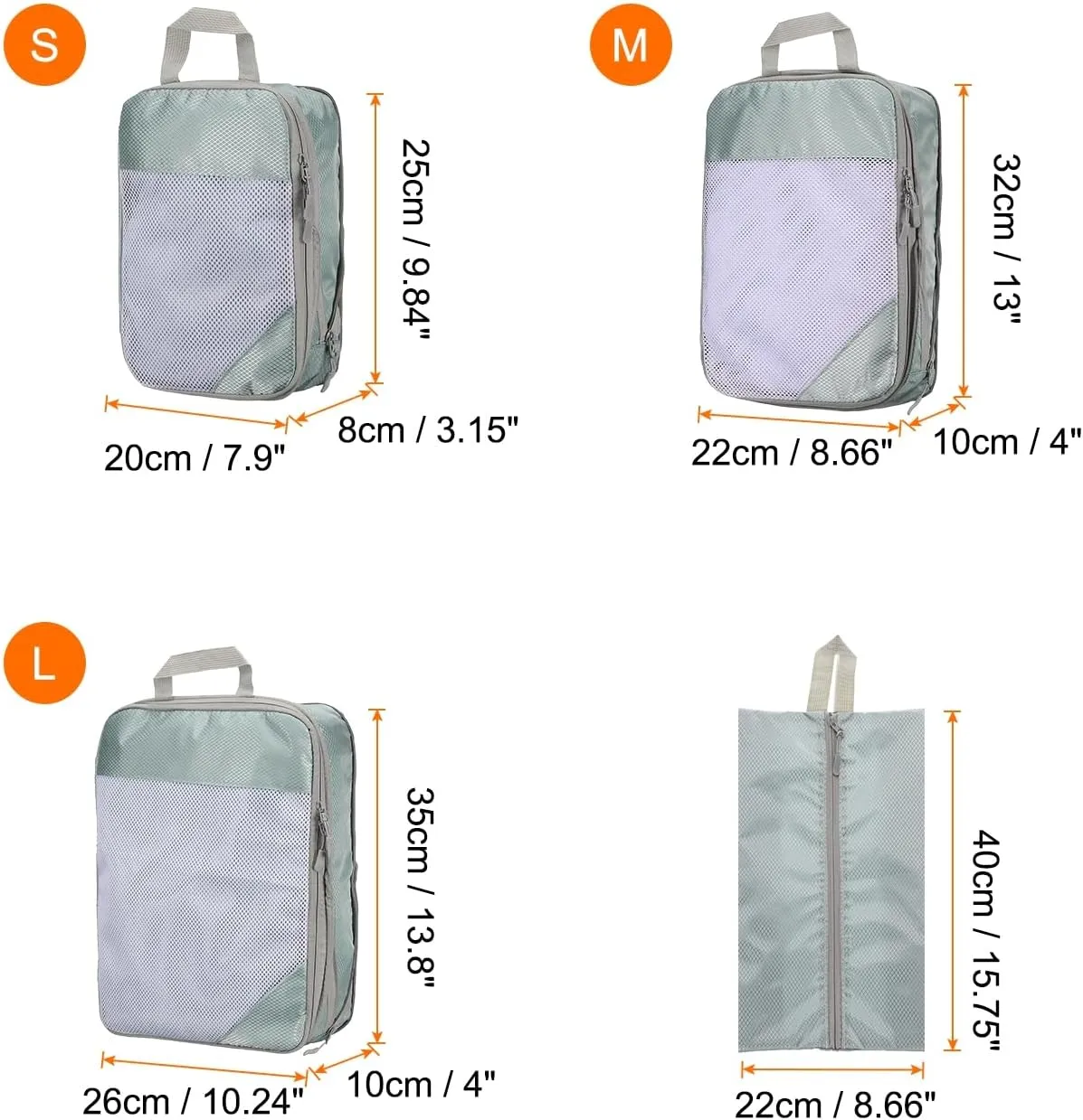 HARFINGTON 4pcs Compression Packing Cube for Suitcases Lightweight Luggage Organizers Bag Expandable Storage Travel Essentials Compression Bags for Suitcases, Grey