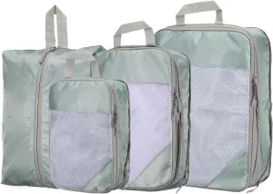 HARFINGTON 4pcs Compression Packing Cube for Suitcases Lightweight Luggage Organizers Bag Expandable Storage Travel Essentials Compression Bags for Suitcases, Grey