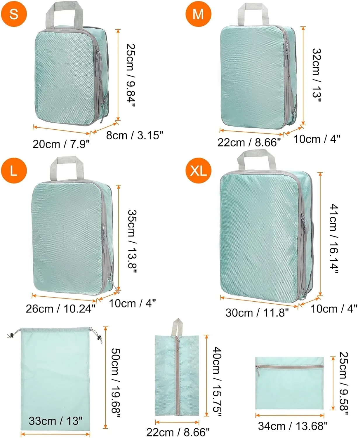 HARFINGTON 7pcs Compression Packing Cube for Suitcases Lightweight Luggage Organizers Bag Expandable Storage Travel Essentials Compression Bags for Carry on Suitcases, Blue