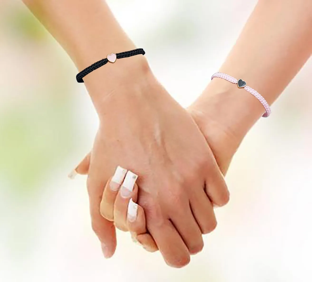 Heart Matching Bracelets for Couples,2 Colorful Friendships Bracelets Adjustable Couple Bracelets set Best Friend Bracelets Valentine's Day Jewelry