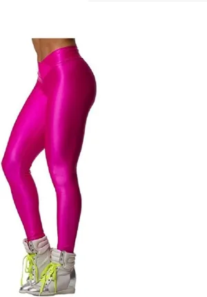 Hupplle Fashion Neon Stretch Skinny Shiny Spandex Leggings Pants