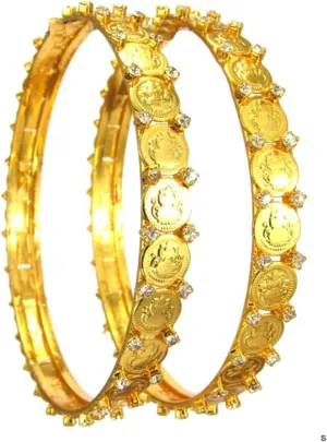Imitation Kolhapuri Coin Gold Bangles/Bracelet/Color : Gold Tone / AZINKB939-GCL-210