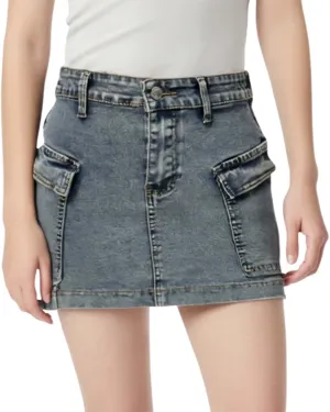 Jean Skirts for Women A-Line High Waisted Summer Casual Cargo Skirts Trendy Going Out Mini Skirts with Pockets