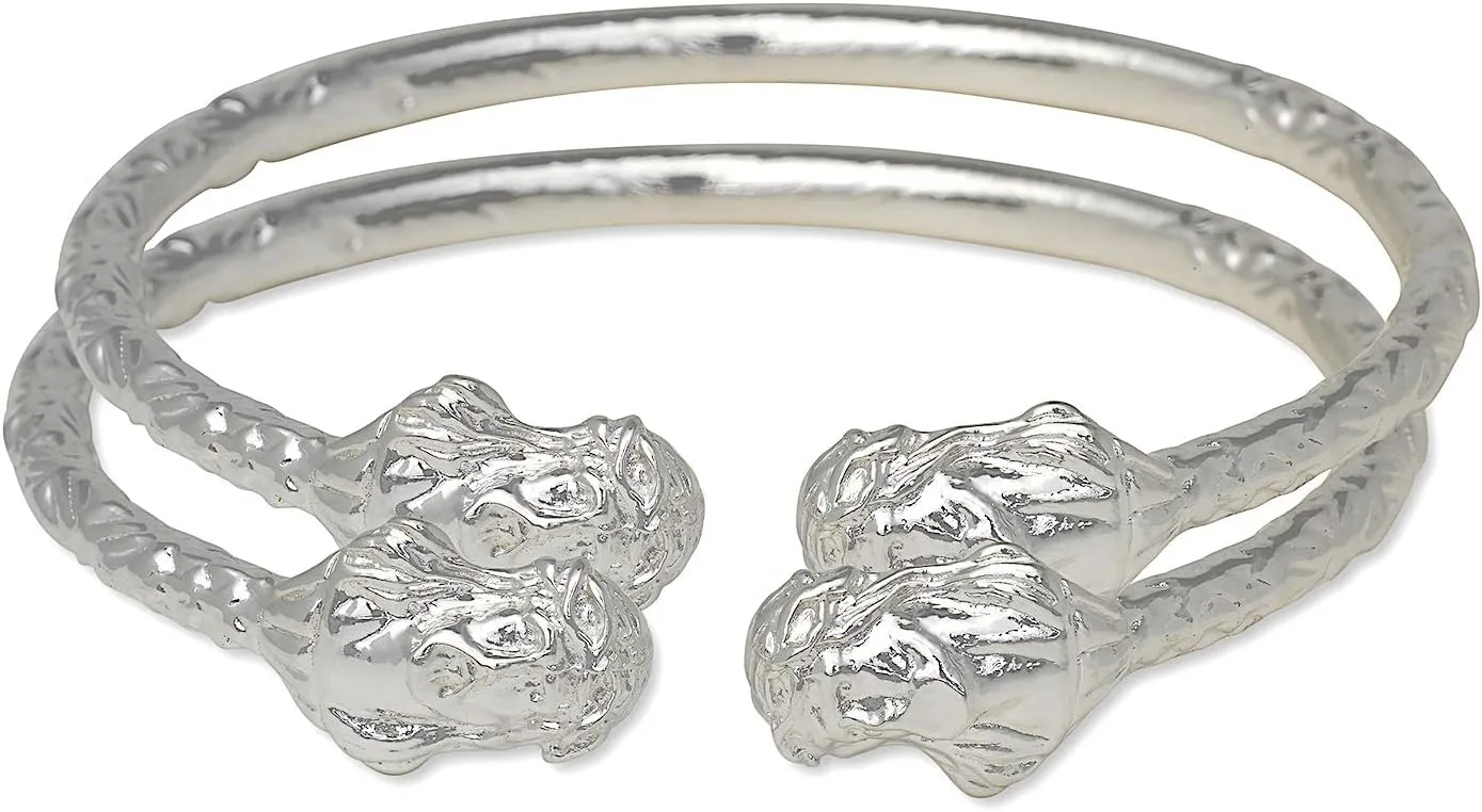 Jesus Face Ends West Indian Bangles .925 Sterling Silver