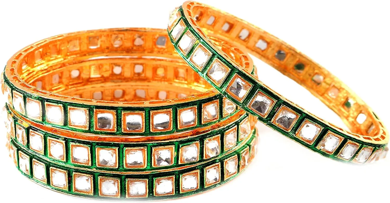 Jewar Mandi Bangles Fashion Jewelry Indian Bollywood Faux Kundan Floral Gold Plated Meena Work Bracelet Kada Jewelry for Women