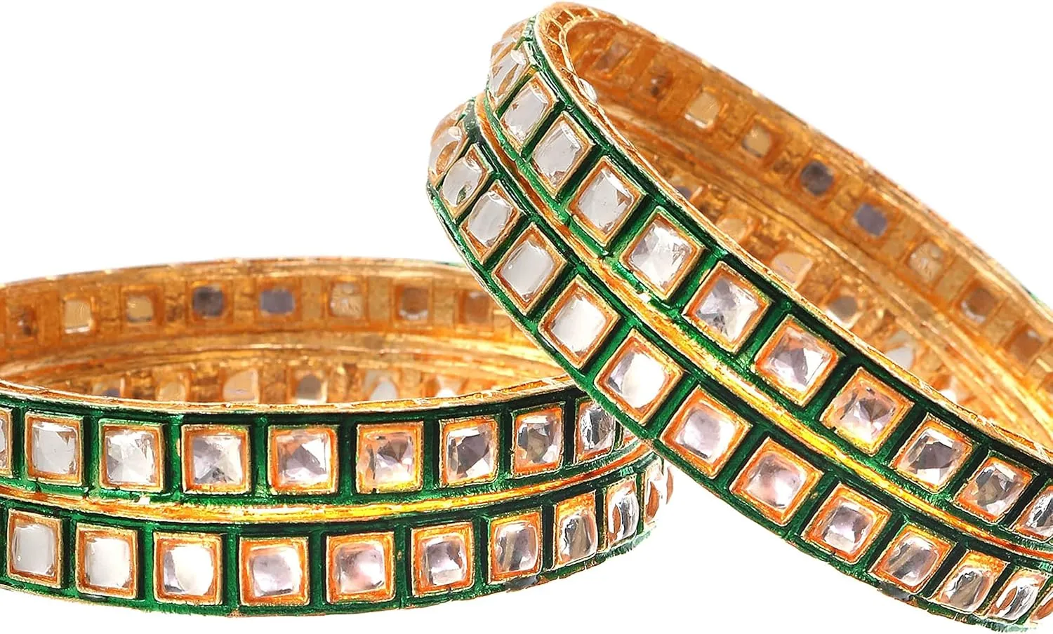 Jewar Mandi Bangles Fashion Jewelry Indian Bollywood Faux Kundan Floral Gold Plated Meena Work Bracelet Kada Jewelry for Women