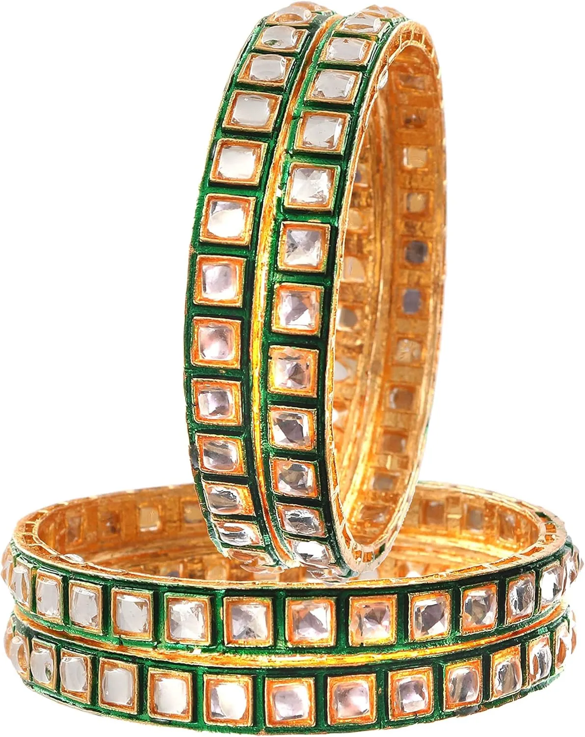Jewar Mandi Bangles Fashion Jewelry Indian Bollywood Faux Kundan Floral Gold Plated Meena Work Bracelet Kada Jewelry for Women