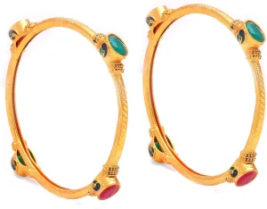 Jewar Mandi Bangles Set red green Gold Plated 2.8 Inches Jewelry 8085