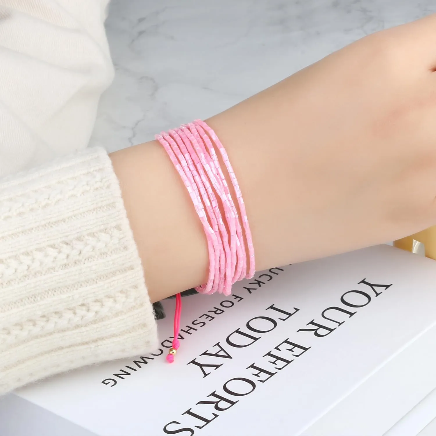 KELITCH Classic Multi Strand Bracelets Friendship Colorful Beaded Bracelets Women Charm Bracelets