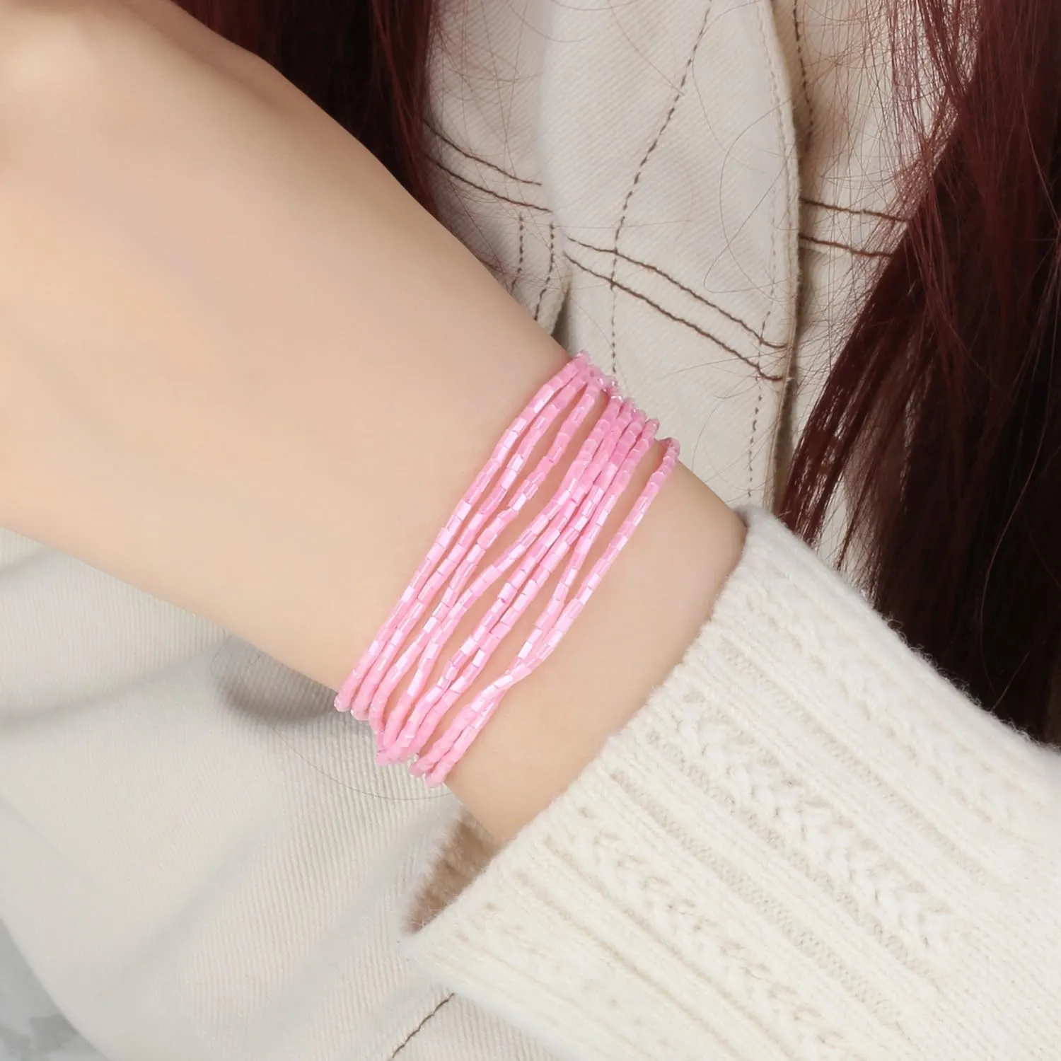 KELITCH Classic Multi Strand Bracelets Friendship Colorful Beaded Bracelets Women Charm Bracelets