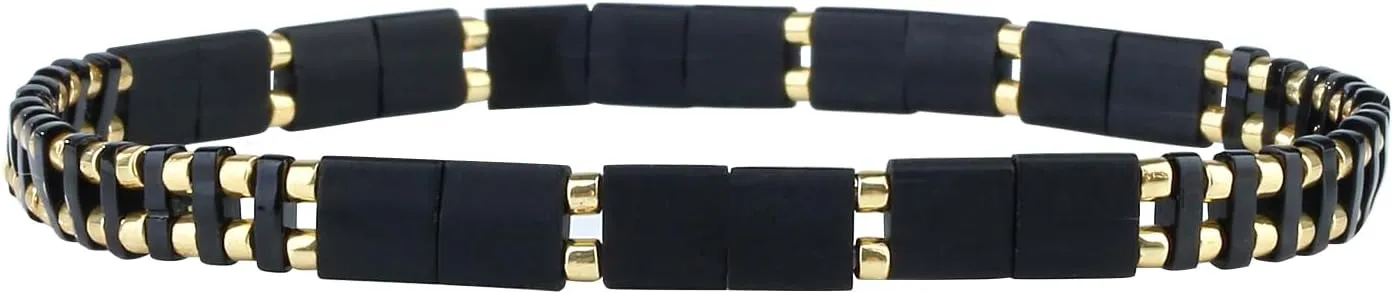 KELITCH Classic Stretch Bracelets Summer Tila Beaded Bracelets Friendship Cuff Bracelets - 07A