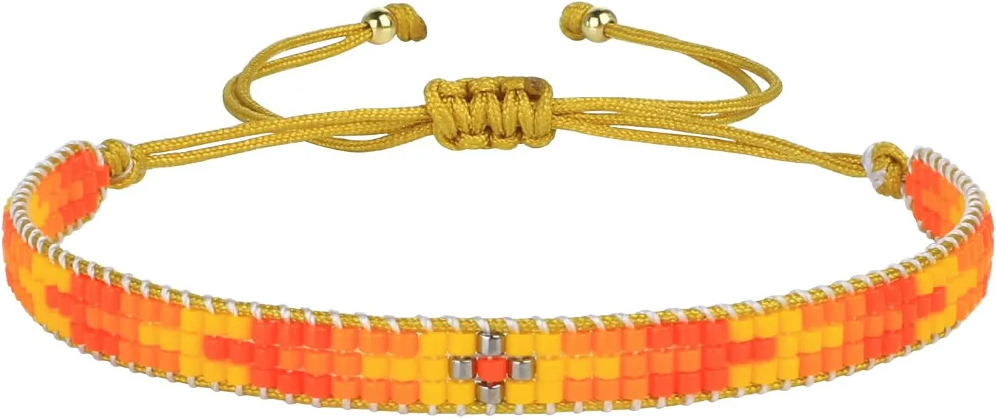 KELITCH Colorful Miyuki Beaded Bracelets Wax Rope Wrap Bracelets Delicated Handmade Multi-Pattern Bracelets Friendship Bracelets for Women Jewelry