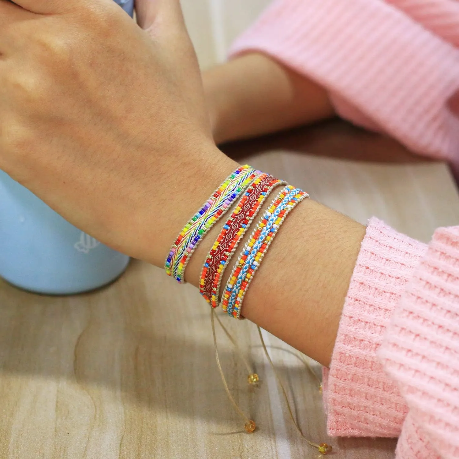 KELITCH Ethnic Strand Bracelets Bohemian Wrap Bracelets Handmade Beaded Bracelets For Women