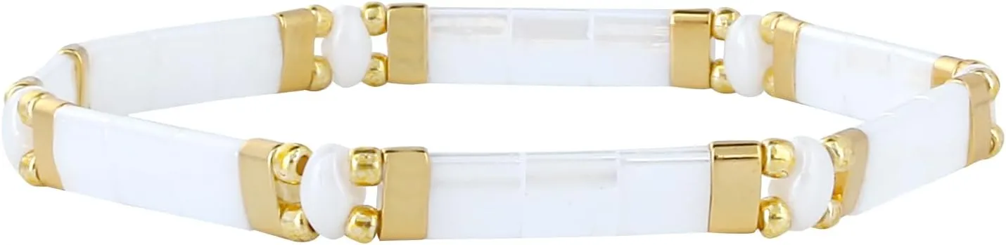 KELITCH Ethnic Tila Beaded Bracelets Handmade Friendship Stretch Bracelets Women Beach Bracelets - 10H