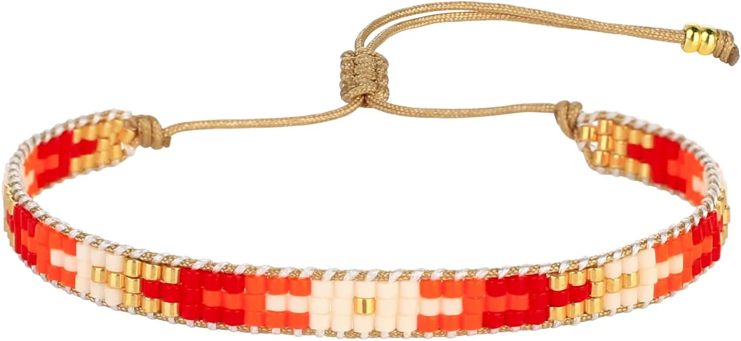 KELITCH Evil Eye Bracelets Handwoven Friendship Beaded Bracelets Boho Bracelets For Women