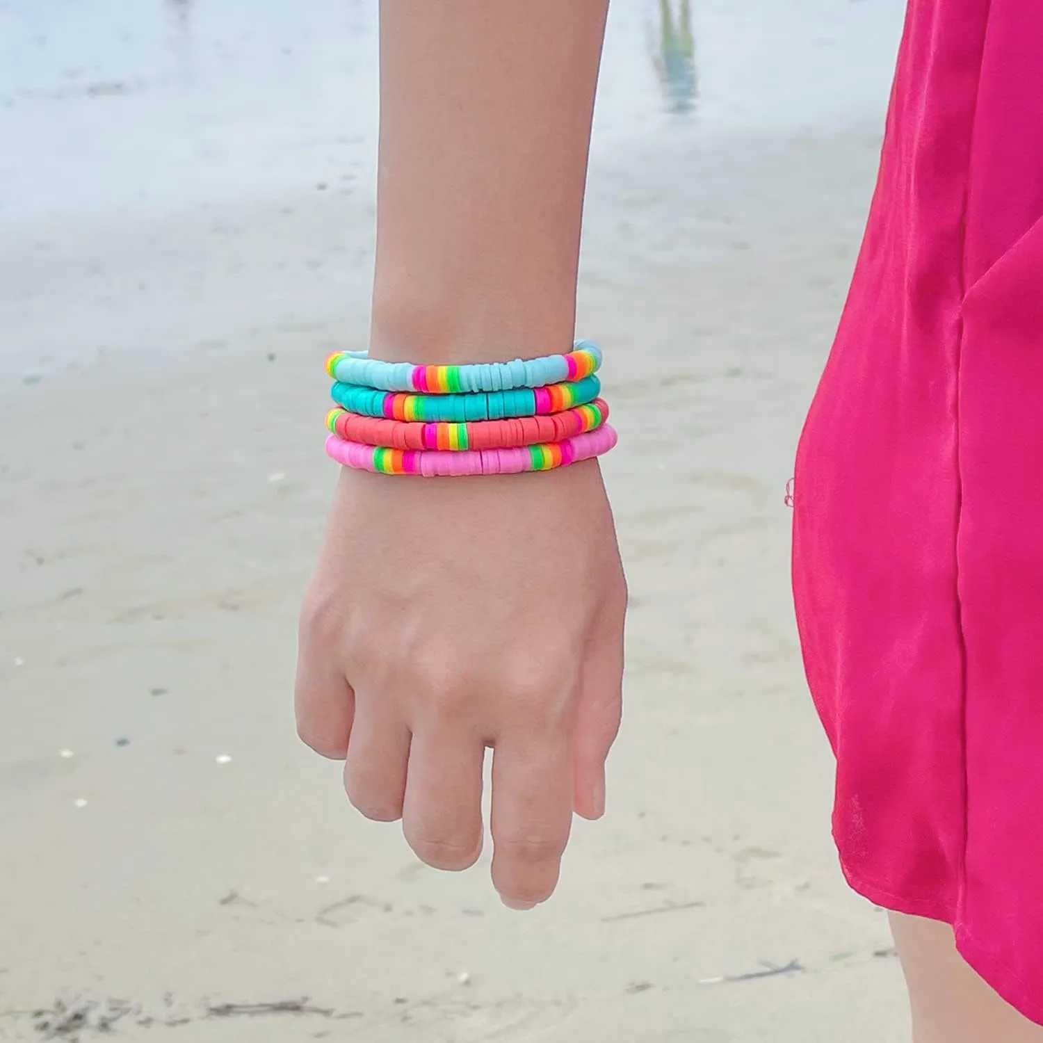 KELITCH Rainbow Friendship Stretch Bracelets HEISHI Beads Bracelets Boho Summer Beach Bracelets Jewelry
