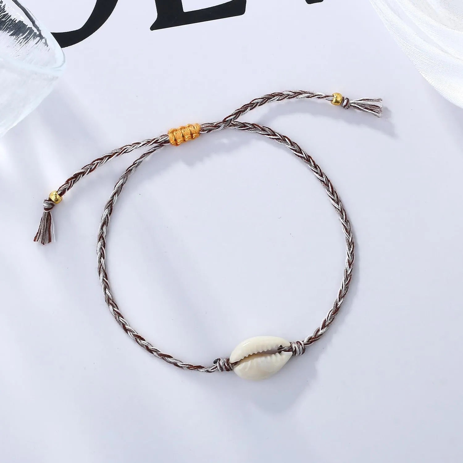 KELITCH Sea Shell Bracelets Colorful Hand-Woven Thin Strand Bracelets Boho Beach Bracelets