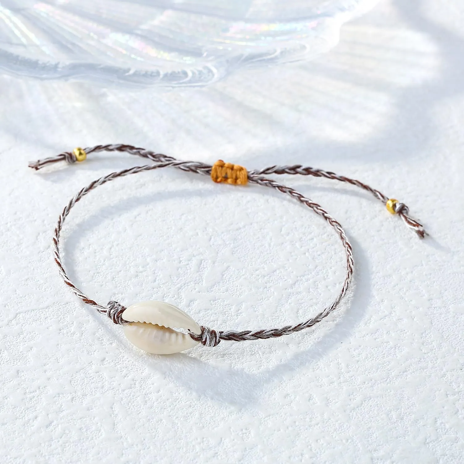 KELITCH Sea Shell Bracelets Colorful Hand-Woven Thin Strand Bracelets Boho Beach Bracelets