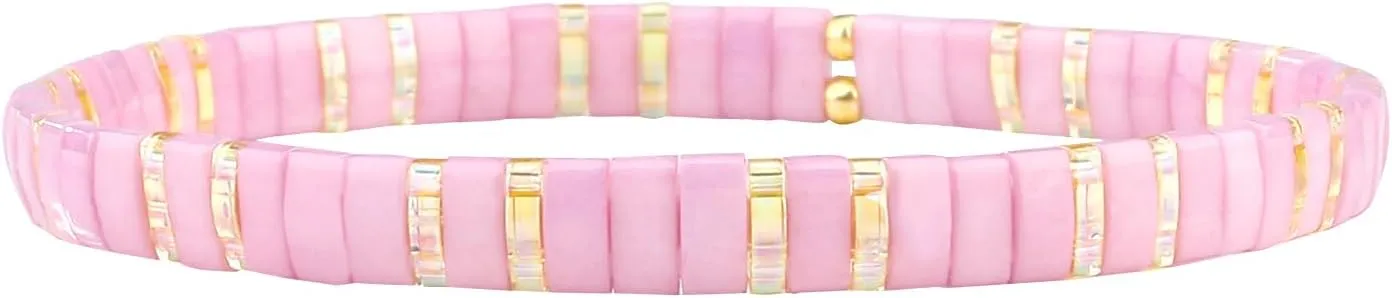 KELITCH Tila Bead Bracelets Bohomian Stackable Stretch Bracelets Women Tennis Handmade Friendship Bracelets
